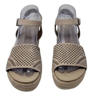 Franco Sarto Beige Tennia Platform Espadrilles Sandals 7.5